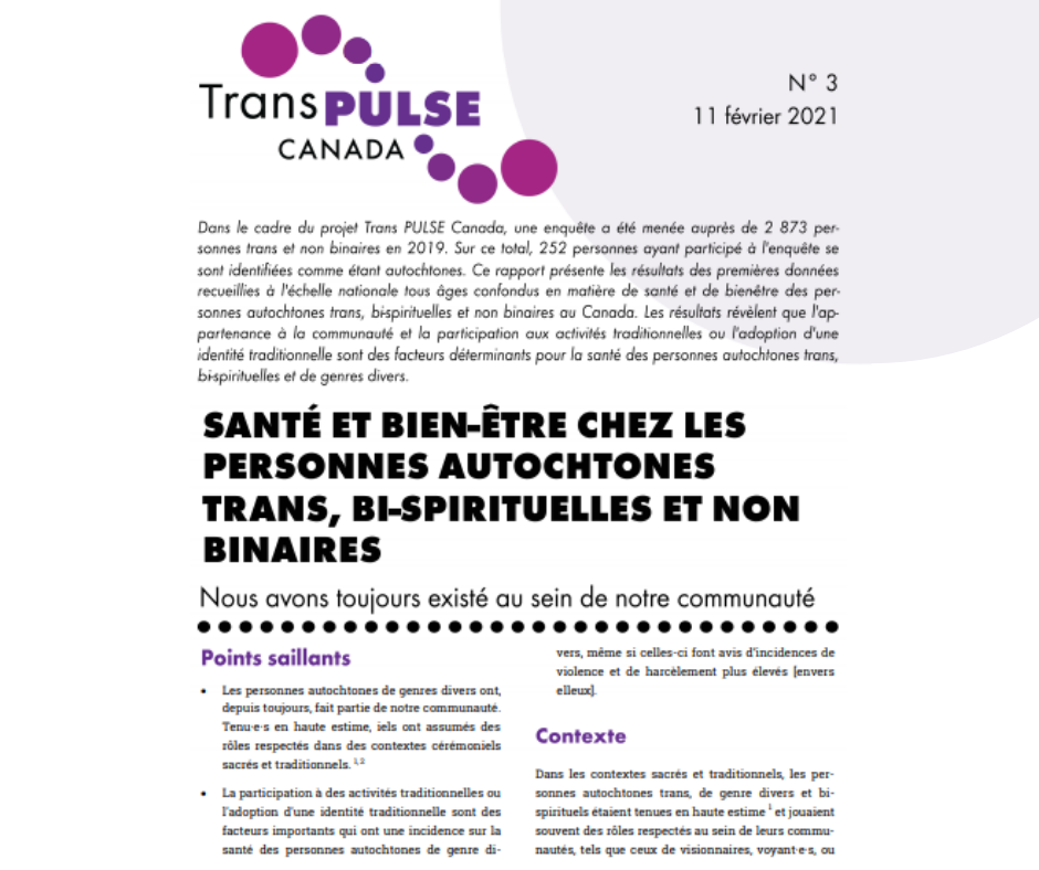 Rapport - Santé Et Bien-être Chez Les Personnes Autochtones Trans, Bi ...